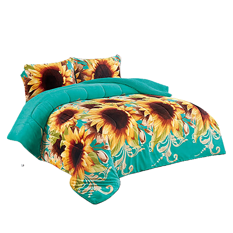 Girasol Design Blanket – Nova Printed Flannel Borrego 3 Piece King Size Set
