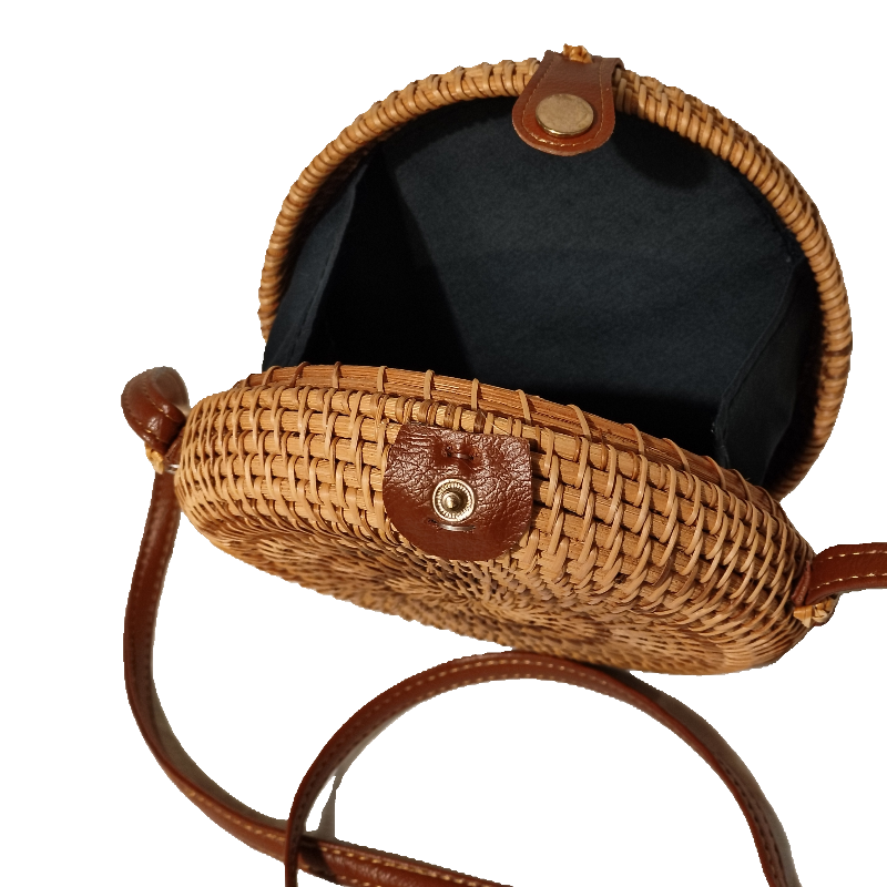 Round Small Crossbody Straw Purse Bag