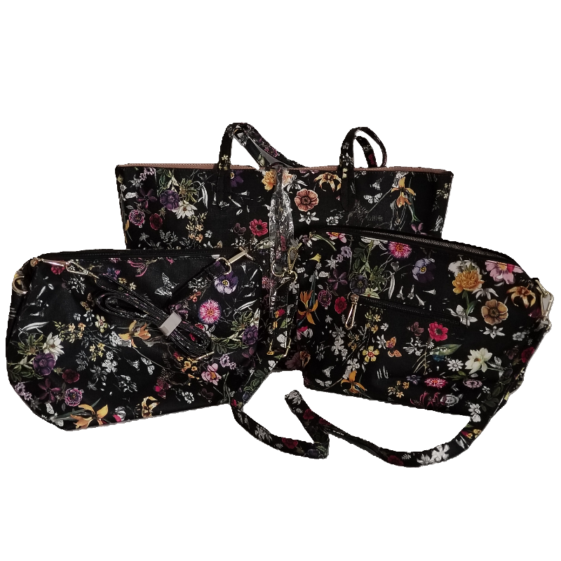 Reversible Large Floral Purse With Matching Crossbody Bags (3pieces)