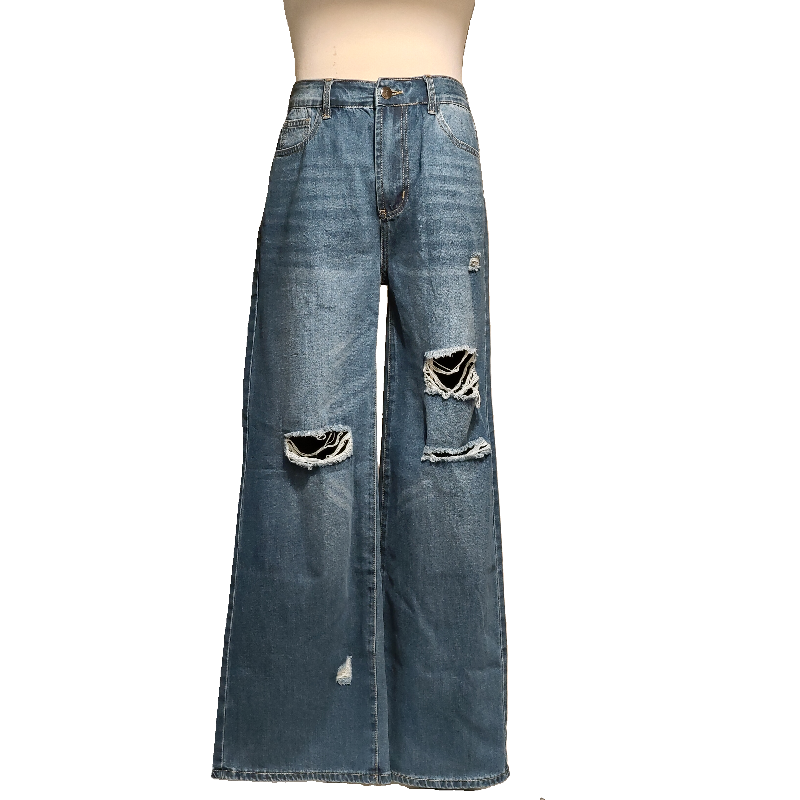 Women’s Blue Ripped Flare Jeans