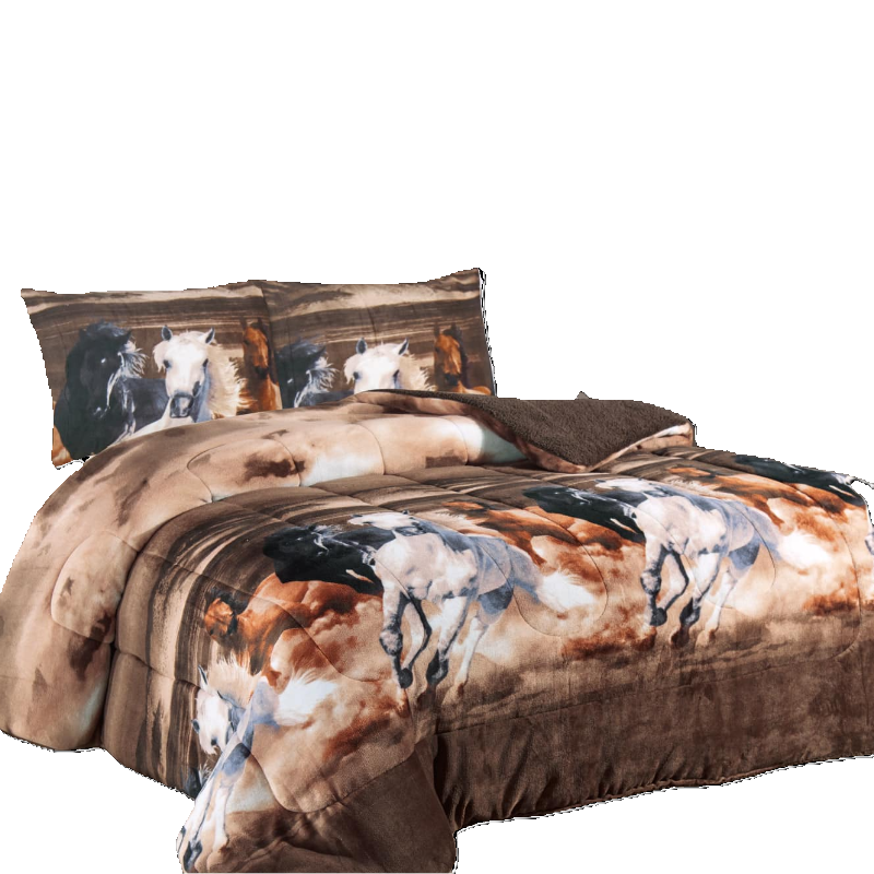 Gallop Design Blanket – Nova Printed Flannel Borrego 3 Piece Jumbo King Size Set