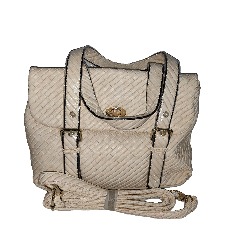 Noble Mount Weave Texture Looker Satchel Handbag – Cream Color