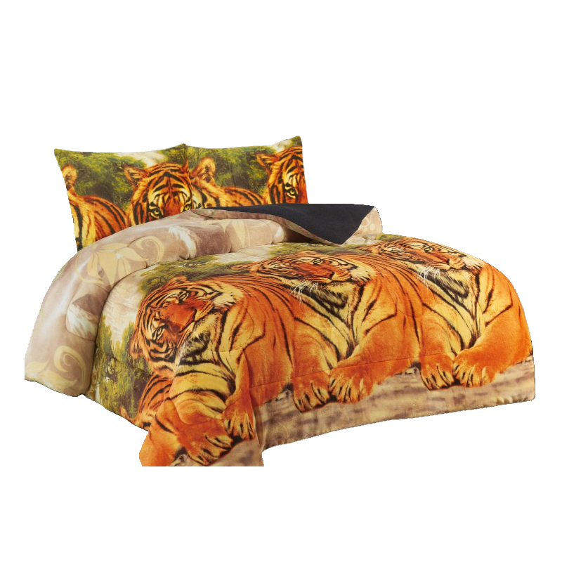 Tiger Design Blanket – Nova Printed Flannel Borrego King Size Set