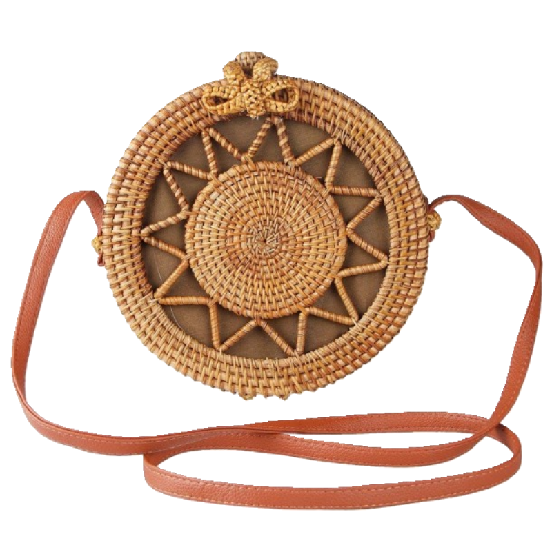 Woven Straw Round Shape Crossbody Bag