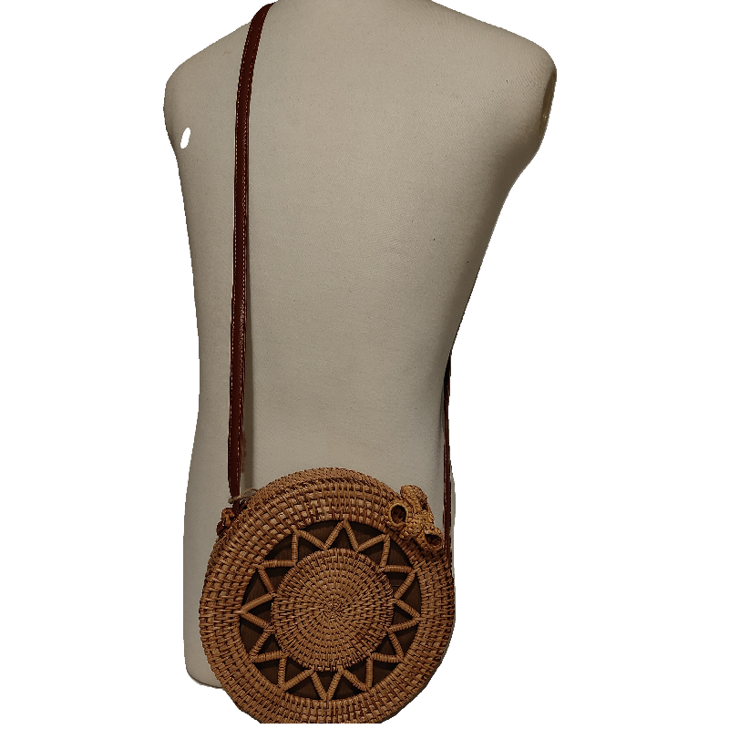 Woven Straw Round Shape Crossbody Bag - Image 3