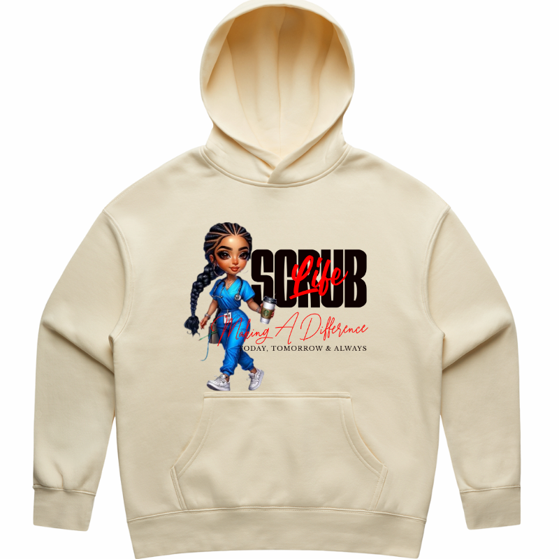 Relaxed Pullover Long Sleeve Hoodie – Make A Difference, Scrub Life Design